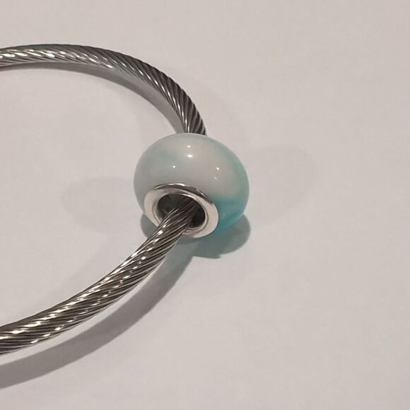 Silver Blue and White Charm for Pandora‎ Style Bracelet - Picture 6 of 6